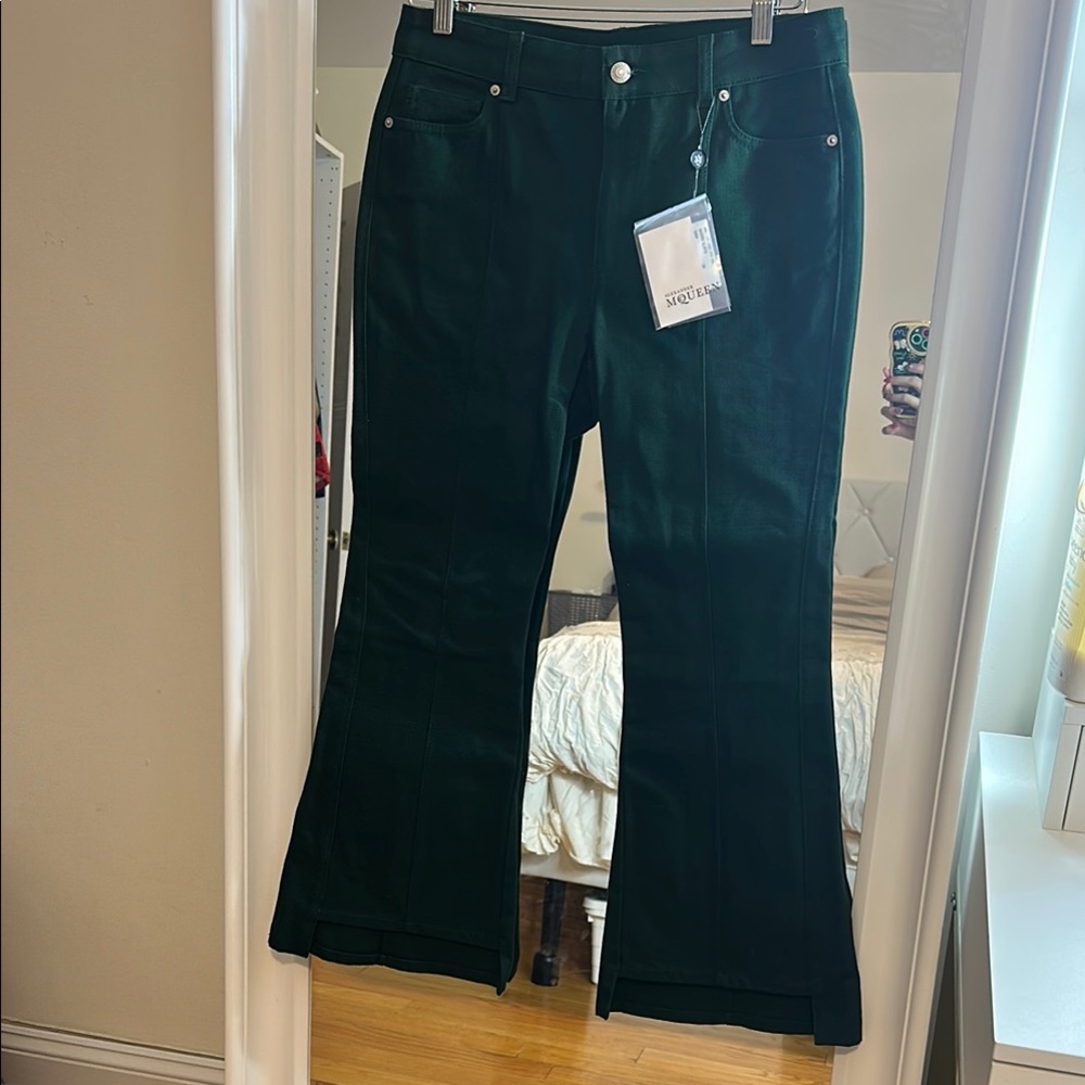 Alexander McQueen Dark Green Flared Pants